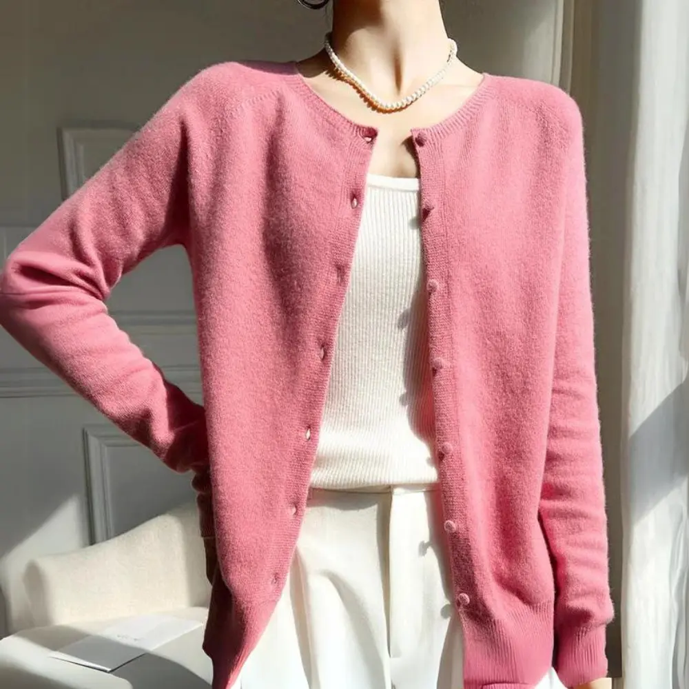 Soft Pink Ladies Open Front Cardigan - EasyApparels