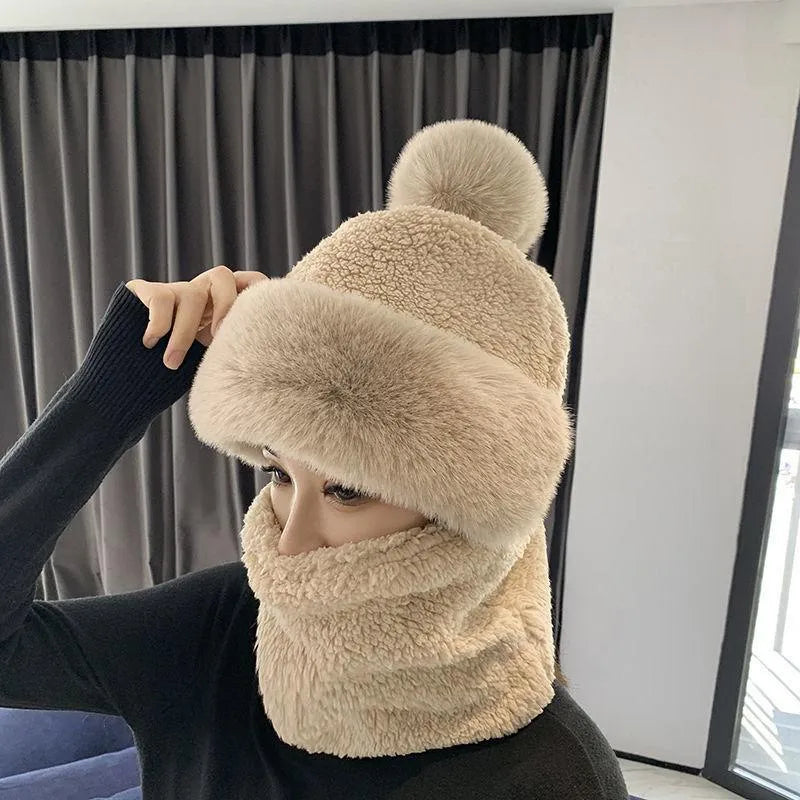 Soft Fuzzy Women's Hat and Scarf Set - Fake Fur Winter