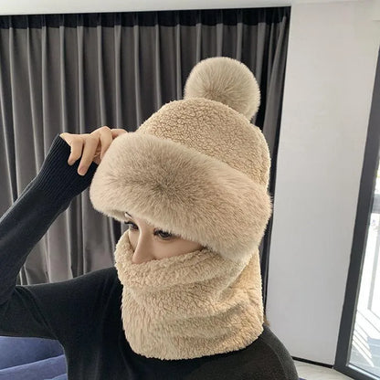 Soft Fuzzy Women's Hat and Scarf Set - Fake Fur Winter