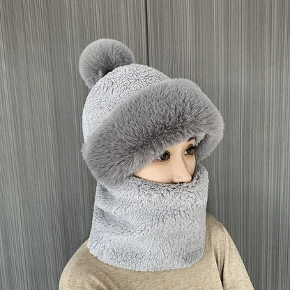 Soft Fuzzy Women's Hat and Scarf Set - Fake Fur Winter - Luxicro
