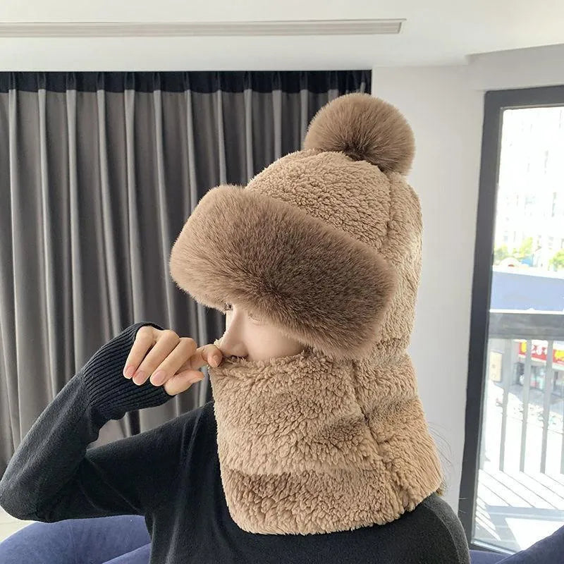 Soft Fuzzy Women's Hat and Scarf Set - Fake Fur Winter