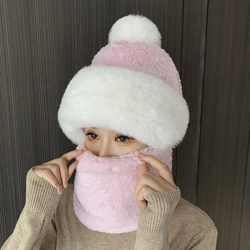 Soft Fuzzy Women's Hat and Scarf Set - Fake Fur Winter
