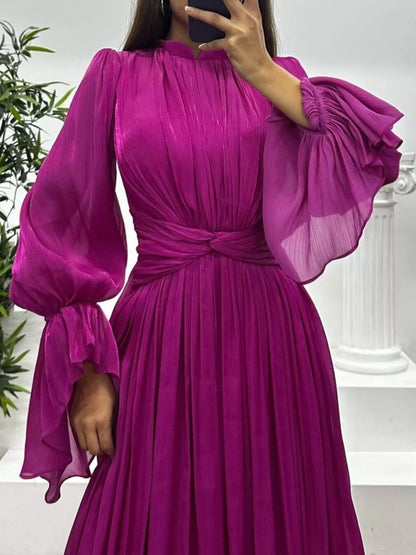 Flowy High Neck Floor Length Maxi Dress