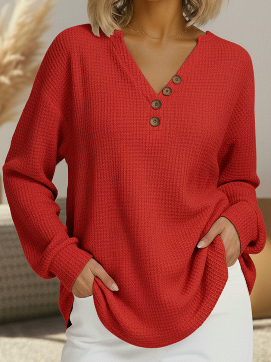 Cozy Crew Neck Long Sleeve Sweater - Vossary