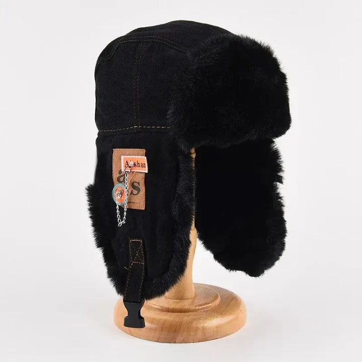 Warm Fur Lined Trapper Hat with Ear Flaps