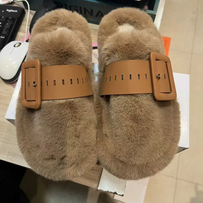Plush Fuzzy Velcro Slippers