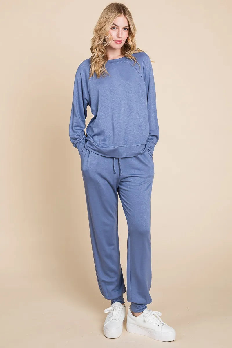 Women's Comfortable Round Neck Loungewear Set - EasyApparels