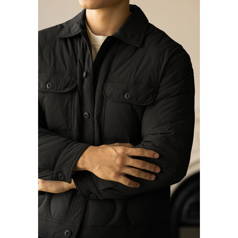 Slim Fit Men's Down Coat - Waterproof Nylon Jacket
