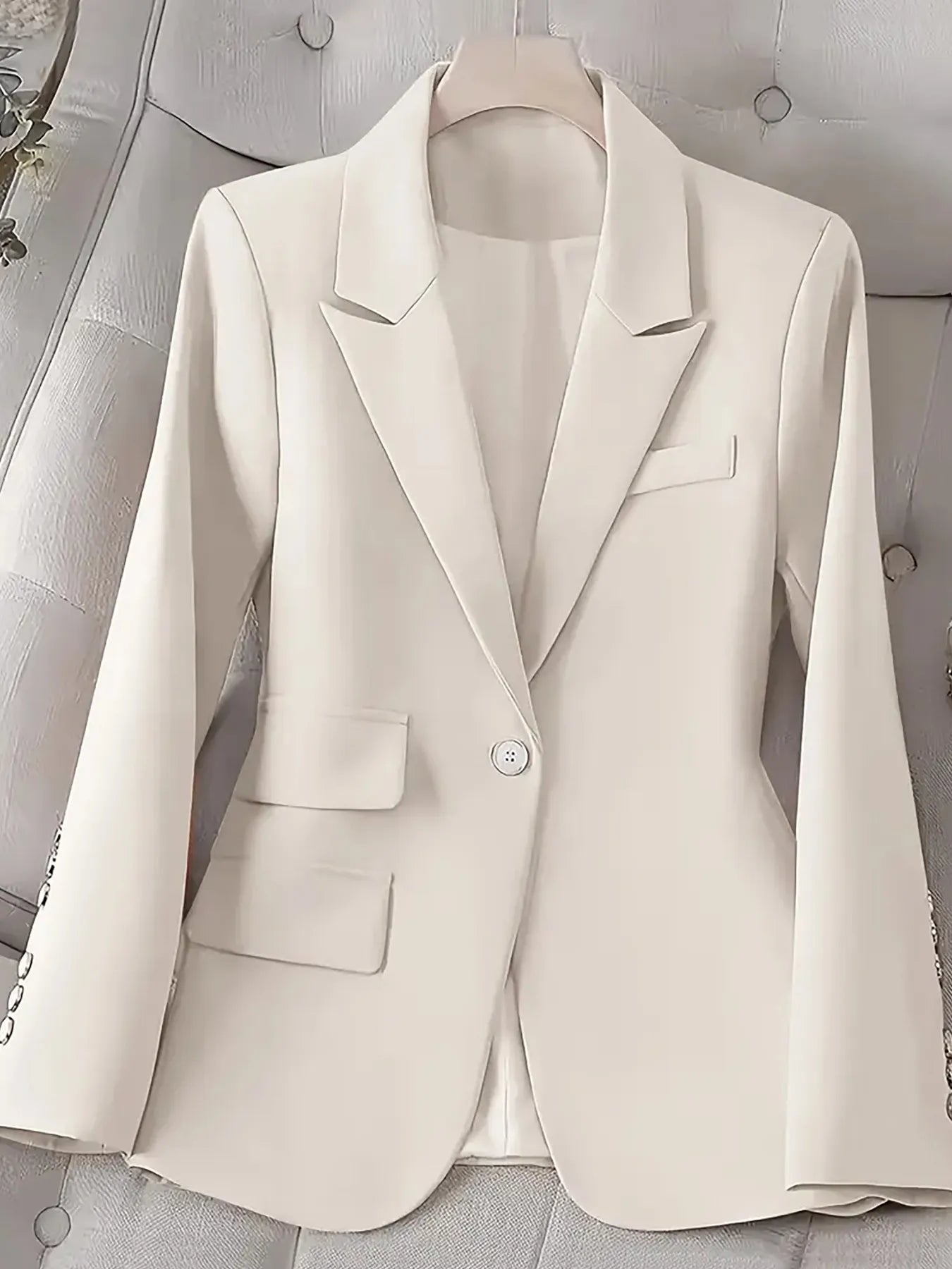 Classic One Button Long Blazer