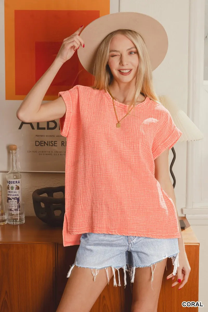 Soft Pastel Double Layer Short Sleeve Blouse