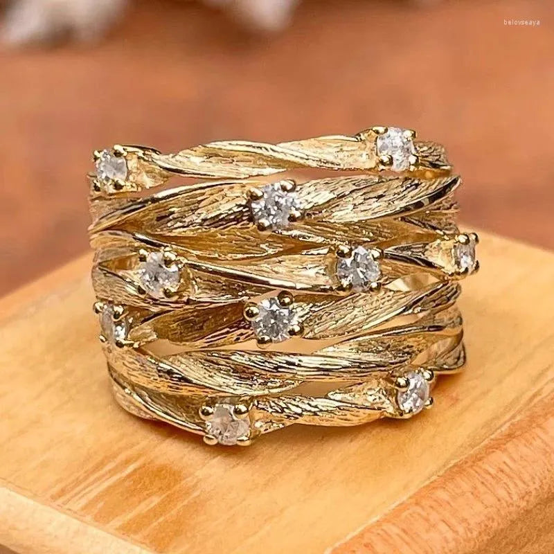 Unique Antique Style Gold Band Ring - Vossary