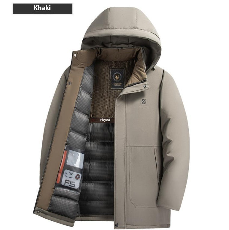 Warm Men's Down Jacket - Hooded Waterproof Parka - Luxicro