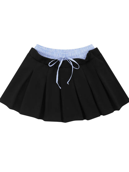 Elastic Waist Flowy Short Skirt