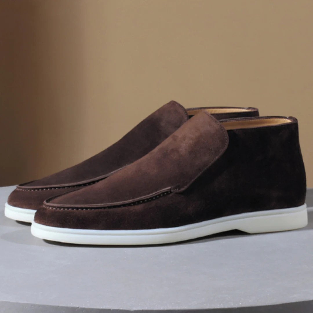 Classic Black Suede Slip On Shoes