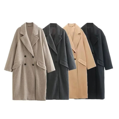 Large Women's Double Breasted City Coat - Luxicro