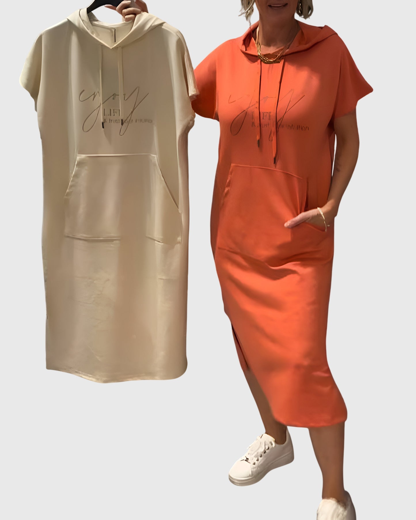 Comfortable Hooded Sweat Dress - Vossary