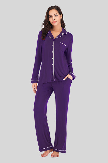Comfy Crew Neck Pajama Set with Pockets