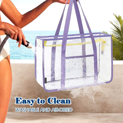 Clear Large Mesh Beach Bag with 8 Compartments