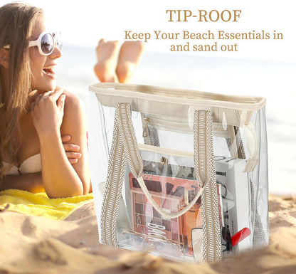 Clear Large Mesh Beach Bag with 8 Compartments