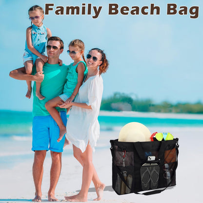 Clear Large Mesh Beach Bag with 8 Compartments