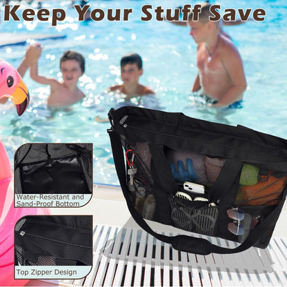 Clear Large Mesh Beach Bag with 8 Compartments