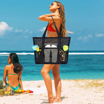 Clear Large Mesh Beach Bag with 8 Compartments