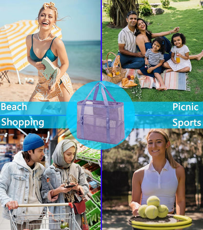 Clear Large Mesh Beach Bag with 8 Compartments