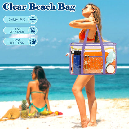 Clear Large Mesh Beach Bag with 8 Compartments