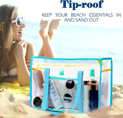 Clear Large Mesh Beach Bag with 8 Compartments