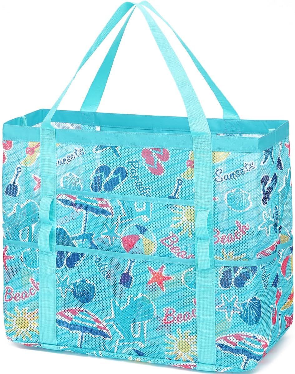 Clear Large Mesh Beach Bag with 8 Compartments