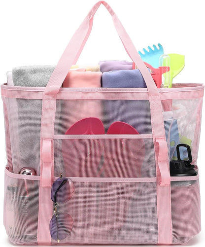 Clear Large Mesh Beach Bag with 8 Compartments