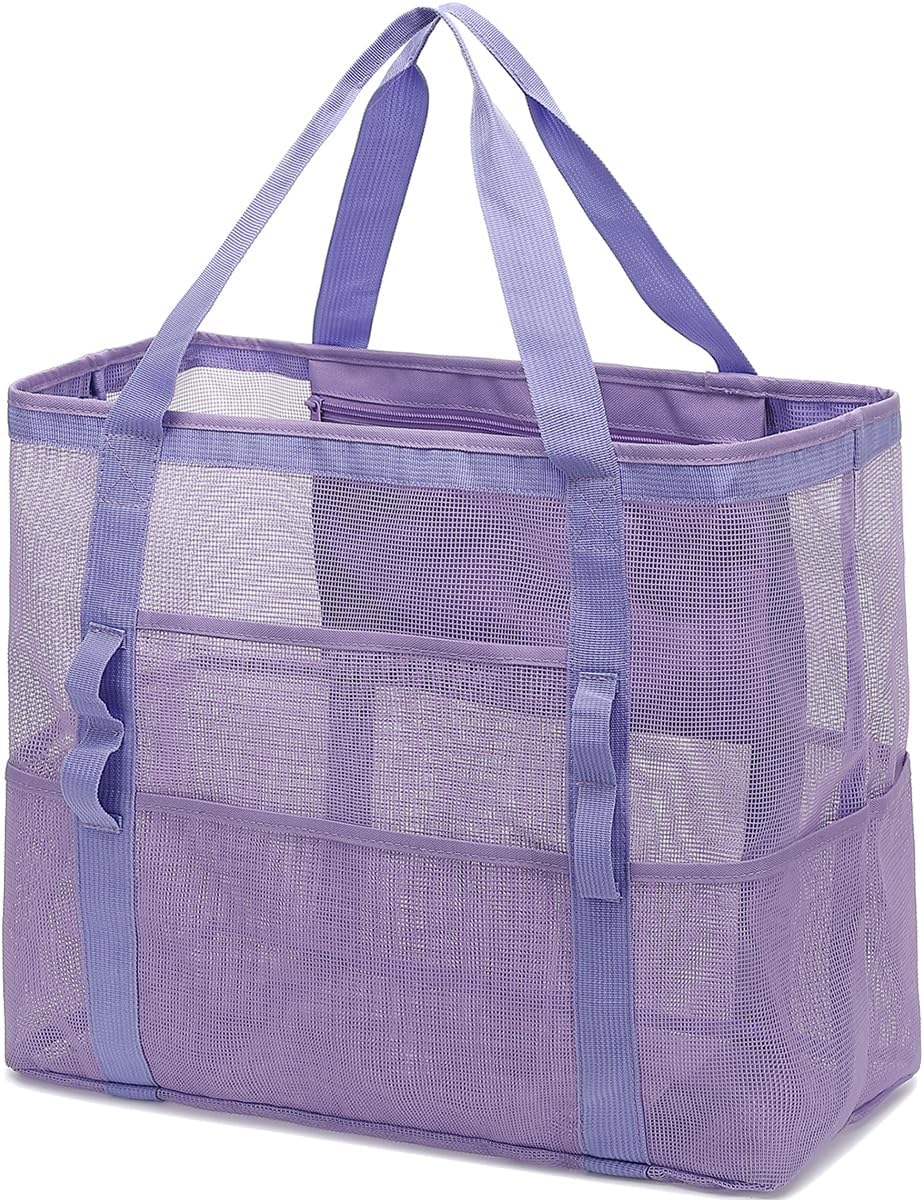 Clear Large Mesh Beach Bag with 8 Compartments