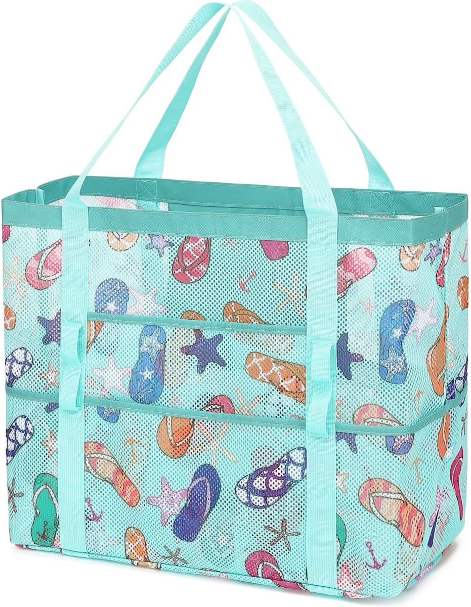 Clear Large Mesh Beach Bag with 8 Compartments