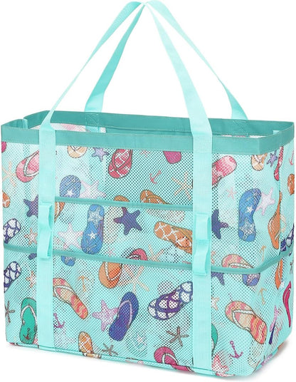 Clear Large Mesh Beach Bag with 8 Compartments