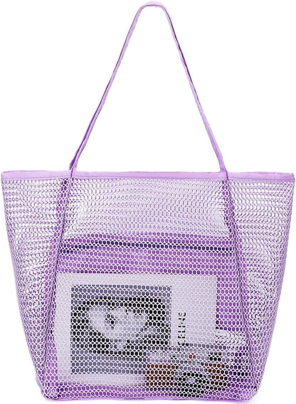 Clear Large Mesh Beach Bag with 8 Compartments