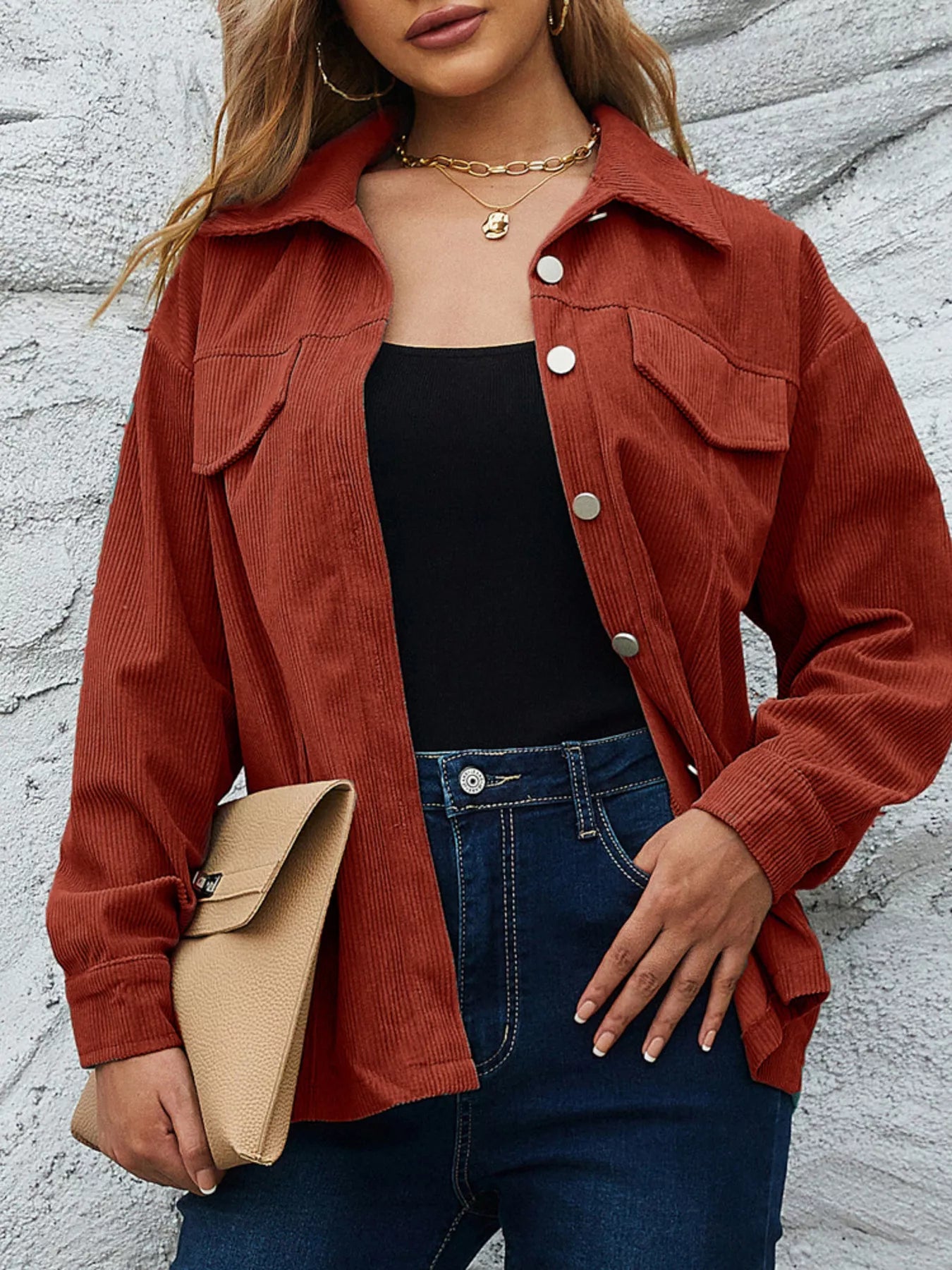 Relaxed Fit Cotton Shirt Jacket - EasyApparels