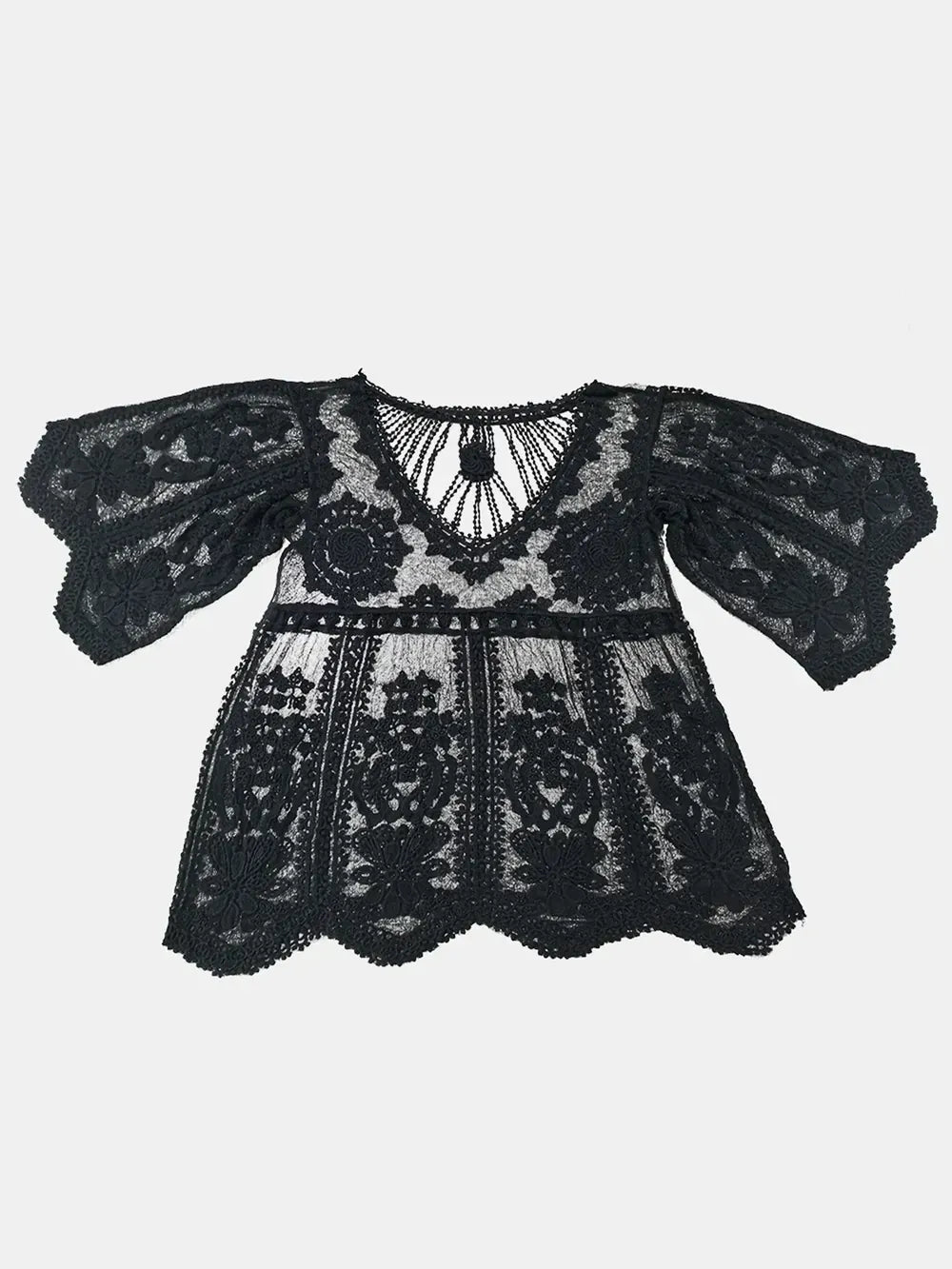 Crochet Round Neck Beach Coverup