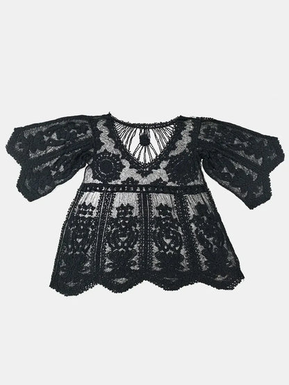 Crochet Round Neck Beach Coverup
