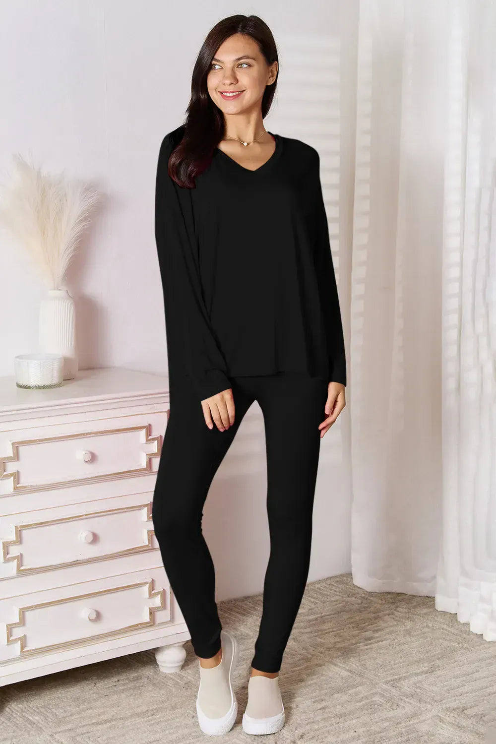Comfy Bamboo V-Neck Long Sleeve Lounge Set
