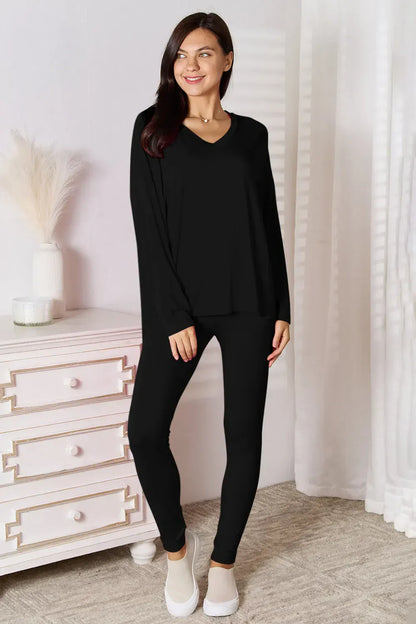 Comfy Bamboo V-Neck Long Sleeve Lounge Set