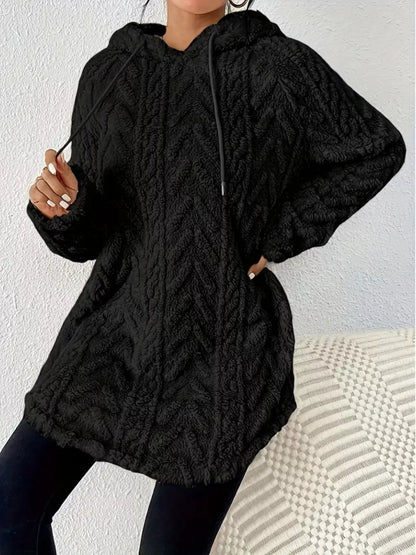 Soft Plush Drawstring Fleece Sweatshirt