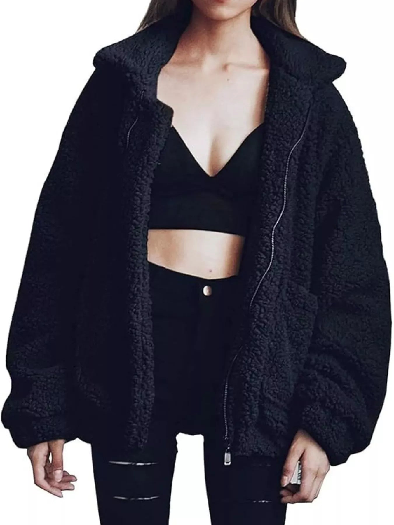 Warm Fleece Plus Size Zipper Jacket