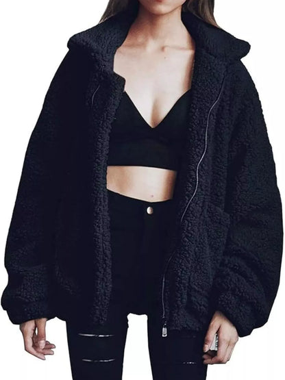 Warm Fleece Plus Size Zipper Jacket