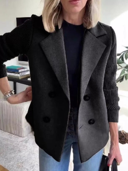 Oversized Cozy Knit Double Breasted Coat Plus Size