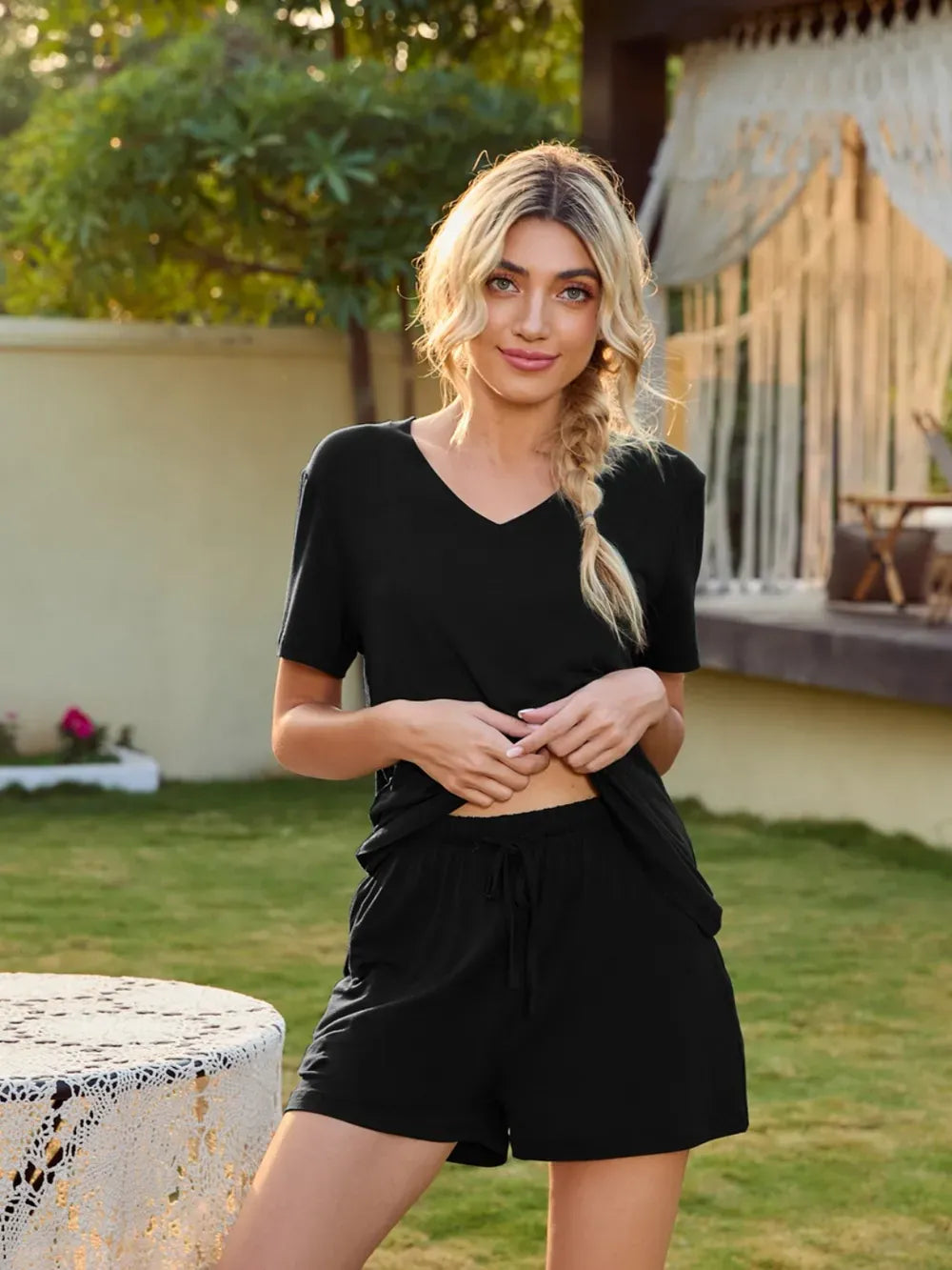 Relaxed Fit Short Sleeve Tee and Cargo Shorts Set - EasyApparels