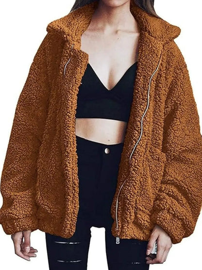 Warm Fleece Plus Size Zipper Jacket