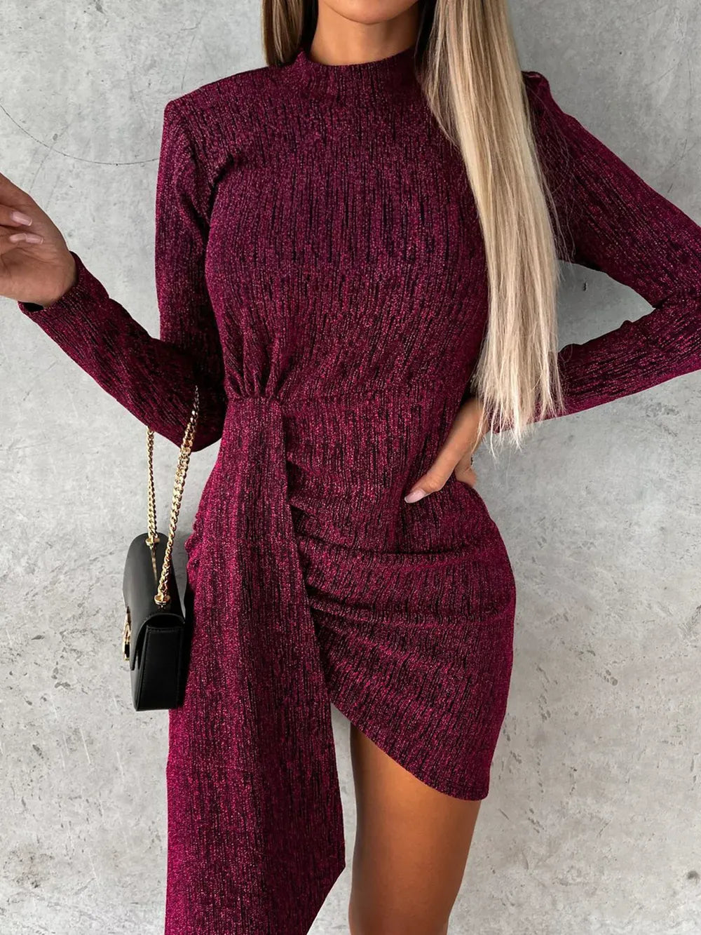 Soft Crew Neck Long Sleeve Mini Dress