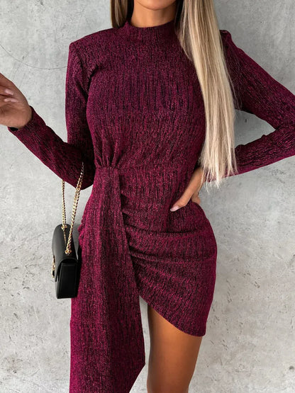Soft Crew Neck Long Sleeve Mini Dress