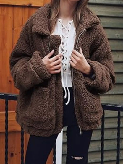 Warm Fleece Plus Size Zipper Jacket
