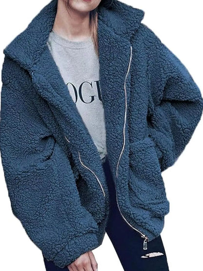Warm Fleece Plus Size Zipper Jacket - EasyApparels
